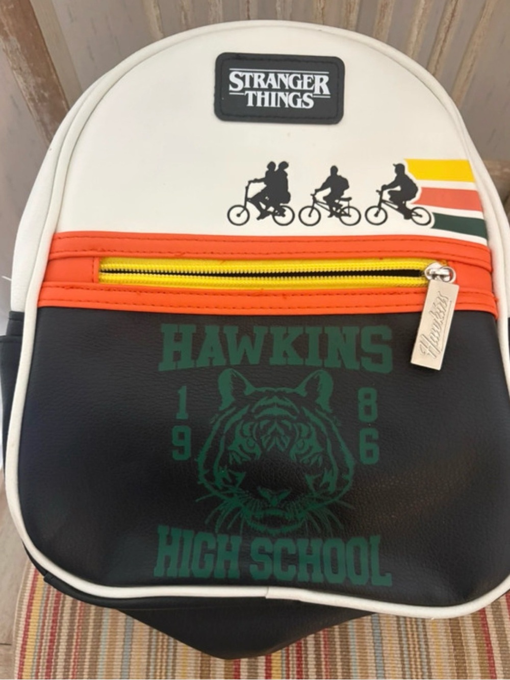 Stranger Things Kids Backpack - White, Black & Orange
